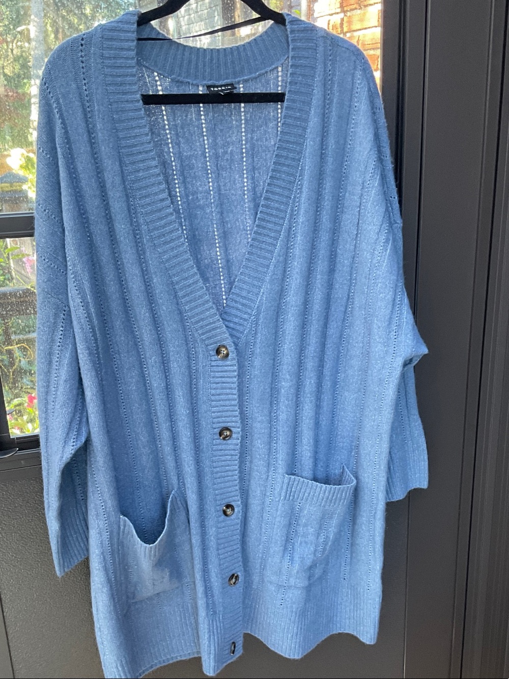 torrid Light Blue Ribbed Button-Front Cardigan